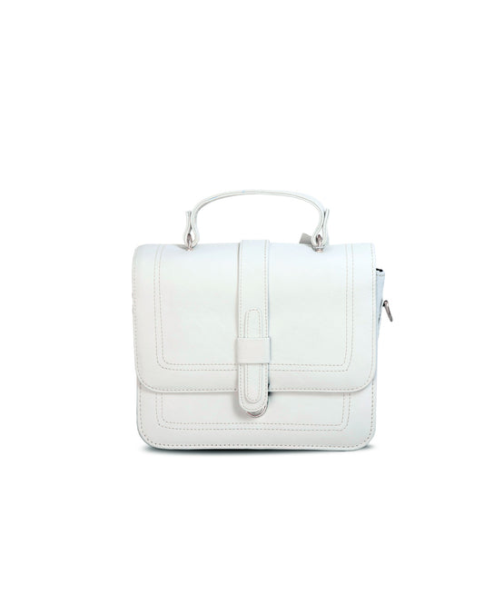 Women's White Classic Satchel Bag