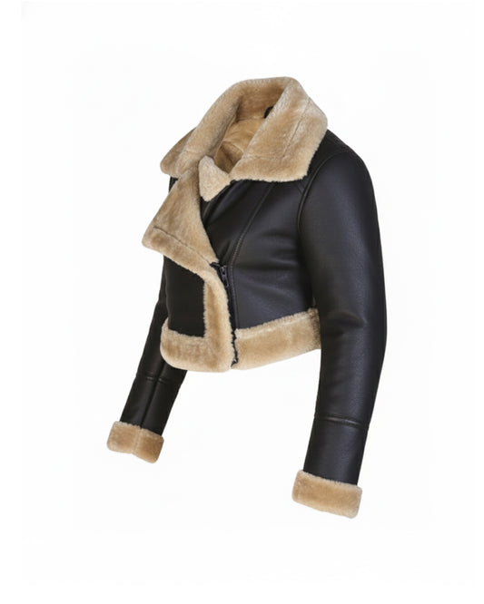 Women's Cropped Shearling Aviator Jacket