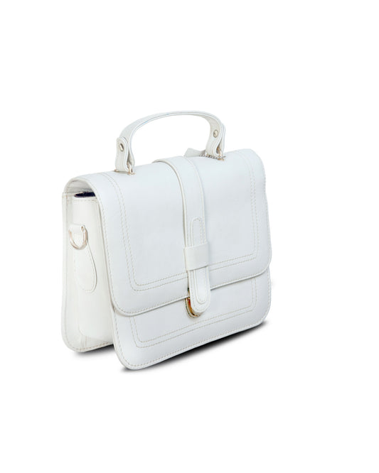 Women's White Classic Satchel Bag