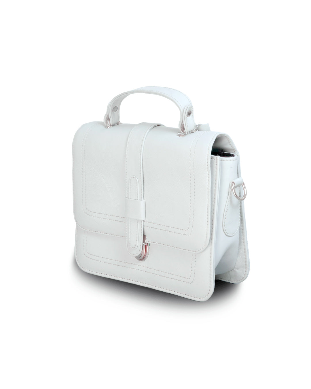 Women's White Classic Satchel Bag