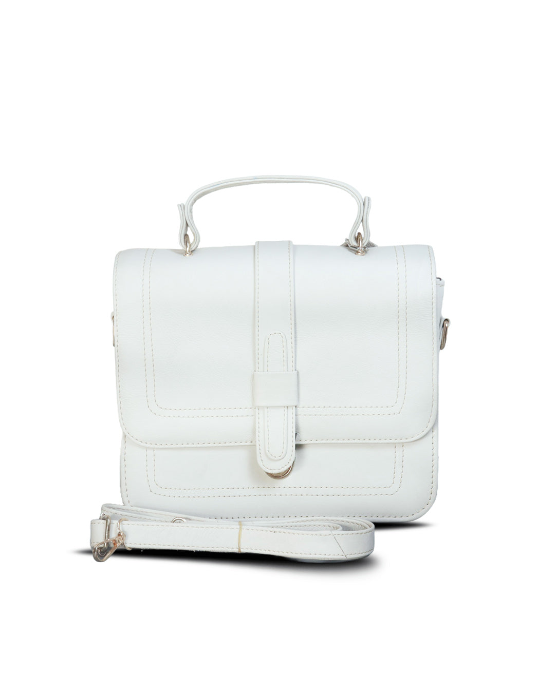Women's White Classic Satchel Bag